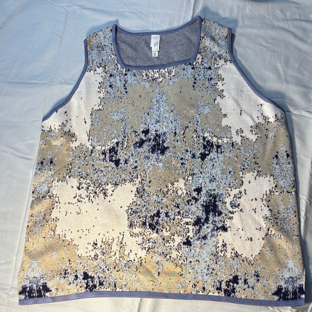 WynneCollection Abstract Painted Jacquard Knit Tank 2X